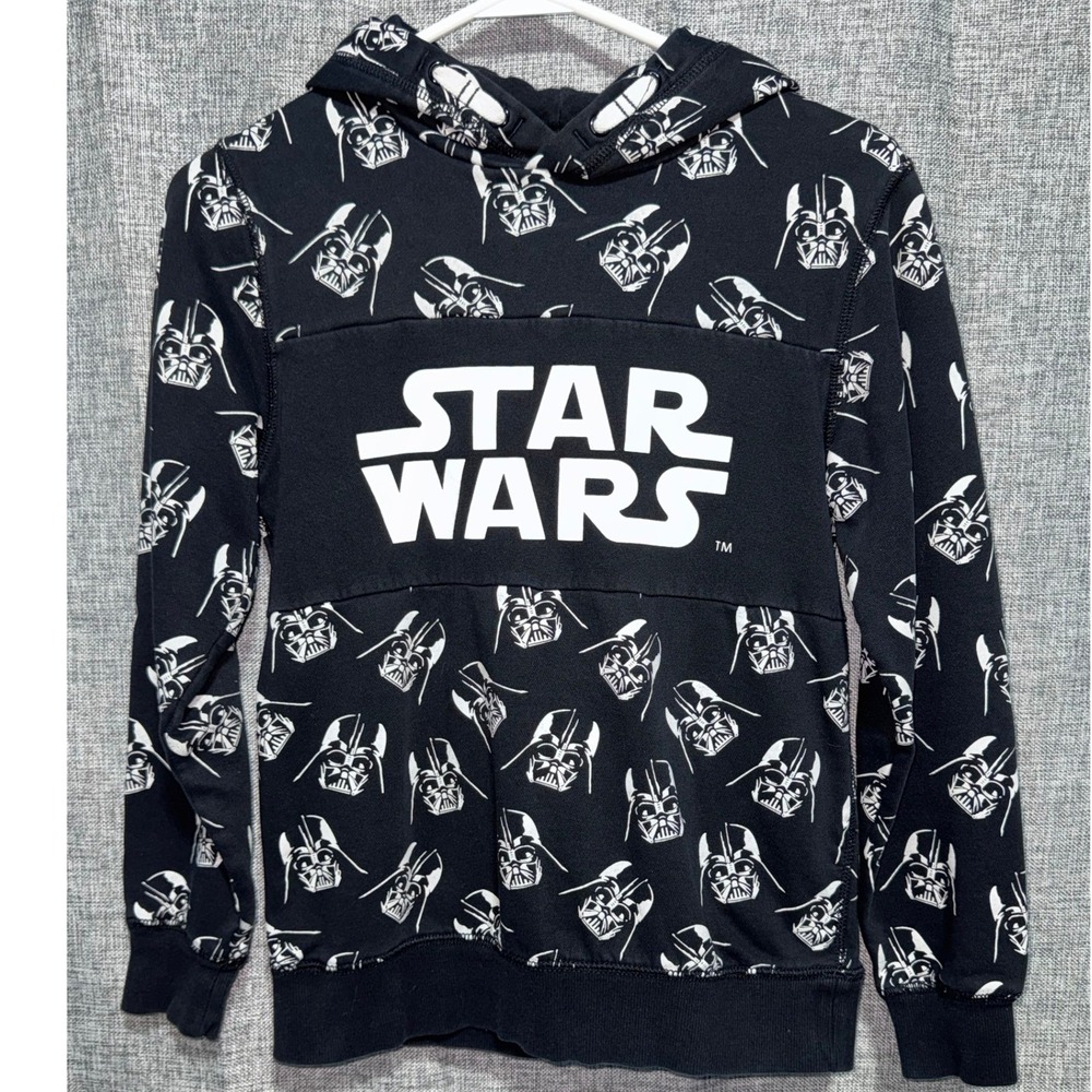 HM Star Wars Darth Vader Hoodie Kids Black All Over Print Sweatshirt US 10-12Y